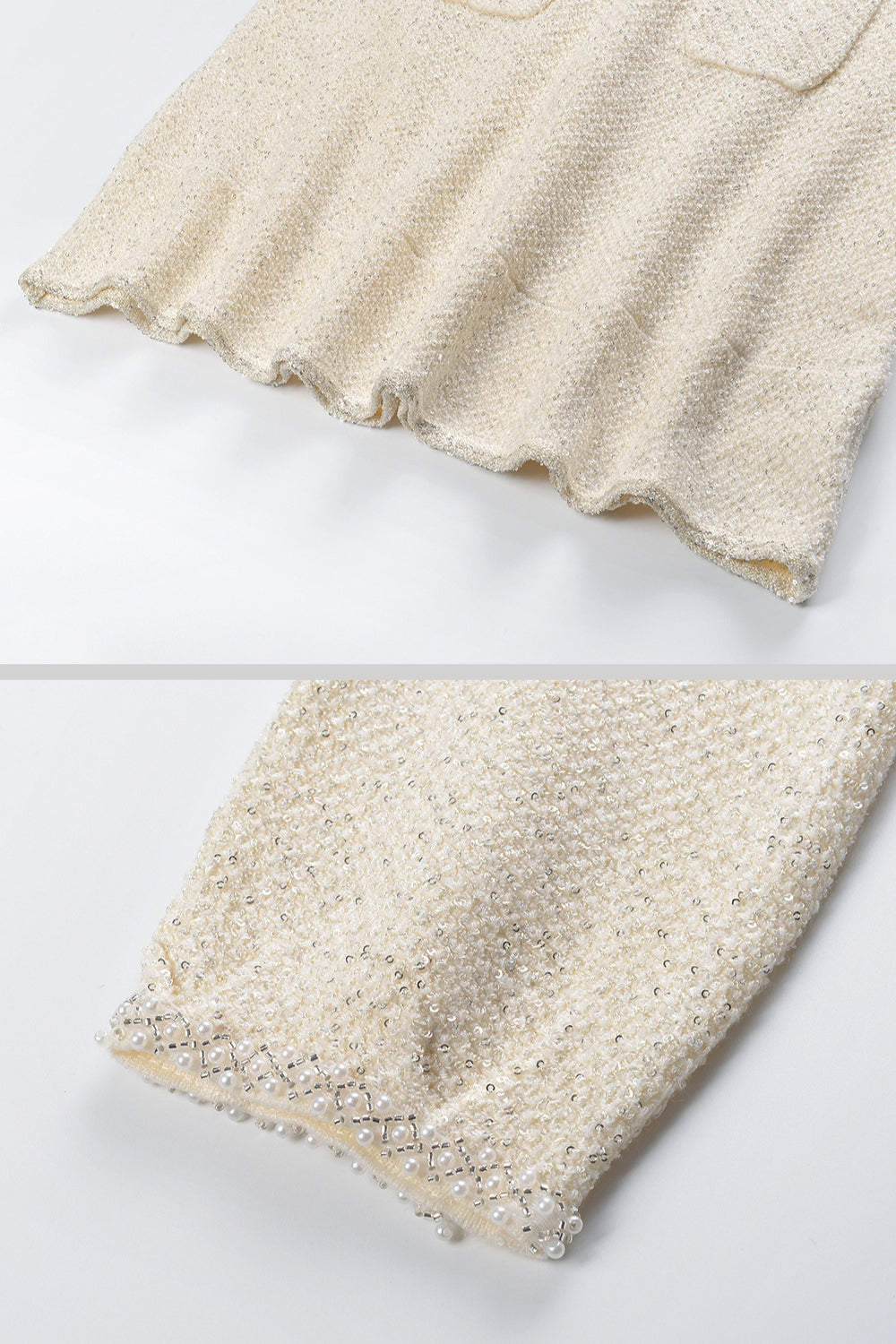 Stricktexturiertes Kleid - Ivoire