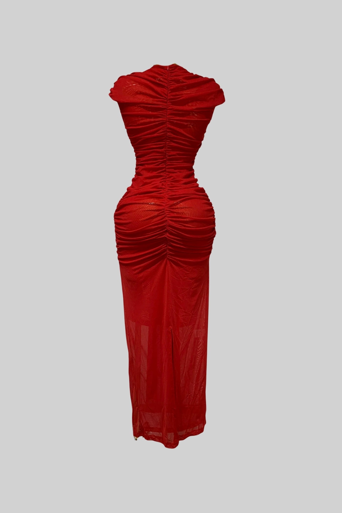 Gewandetes Cut-Out-Kleid mit gerafften Details – Rot