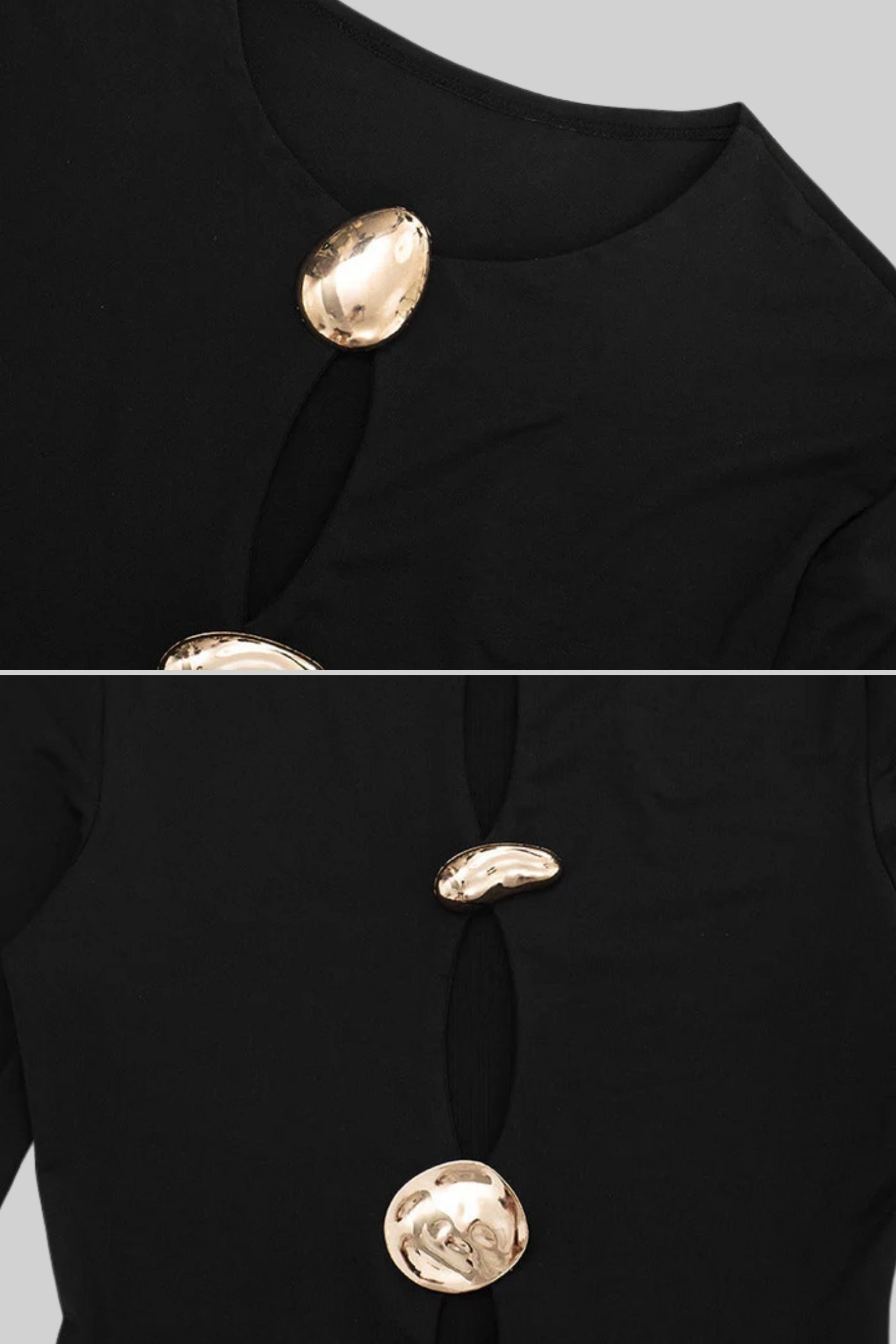 Drapiertes Mini-Kleid mit Cut-Outs und skulpturalen Knöpfen – Schwarz