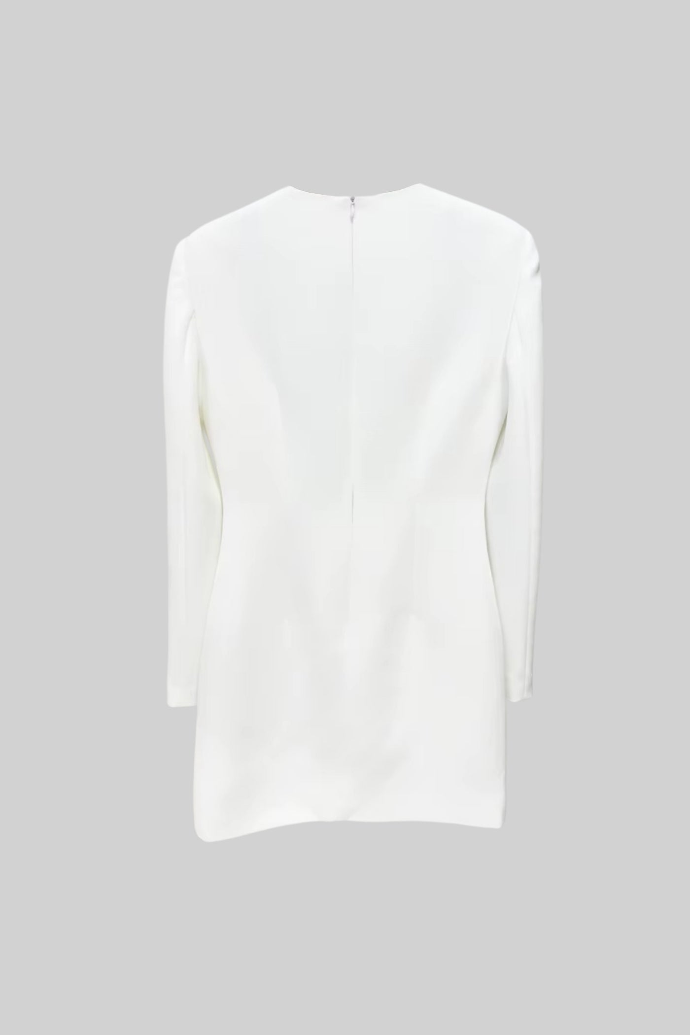 Long Sleeved Mini Dress With Contrasting Floral Embroidery - White