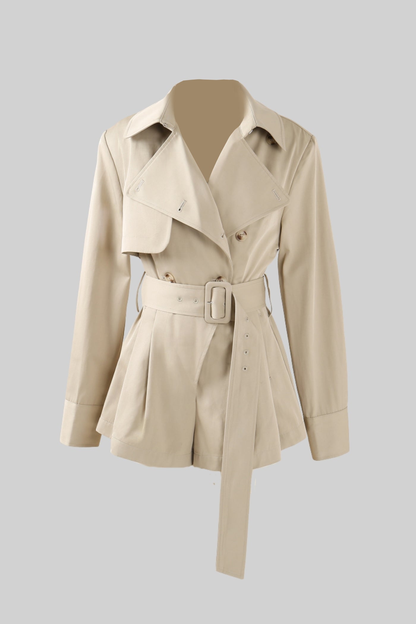 Gürtelter Trench-Jumpsuit - Beige