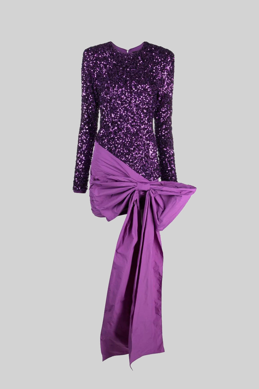 Elegantes Paillettenkleid mit asymmetrischem Schleifendetail – Lila