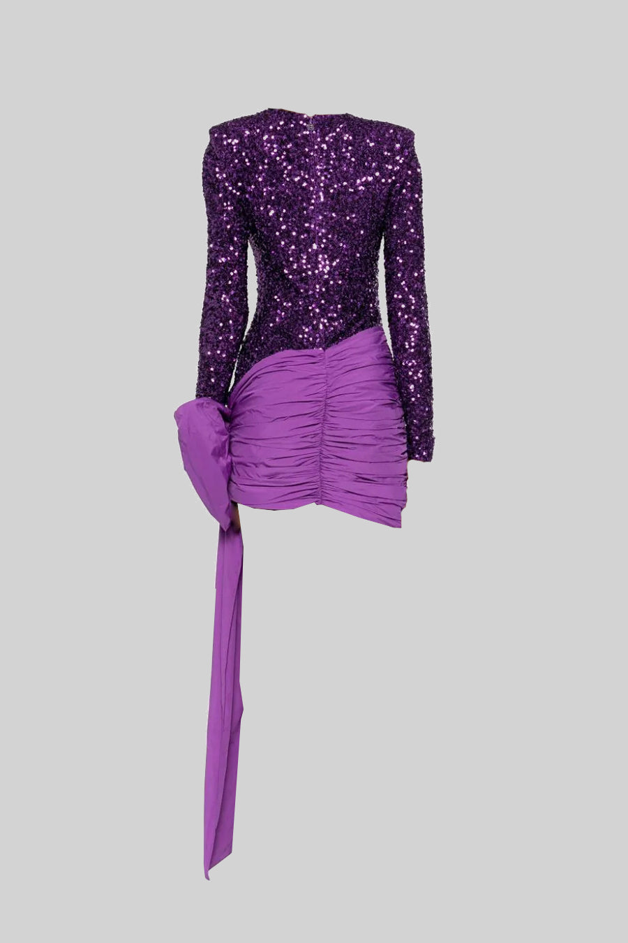 Elegantes Paillettenkleid mit asymmetrischem Schleifendetail – Lila