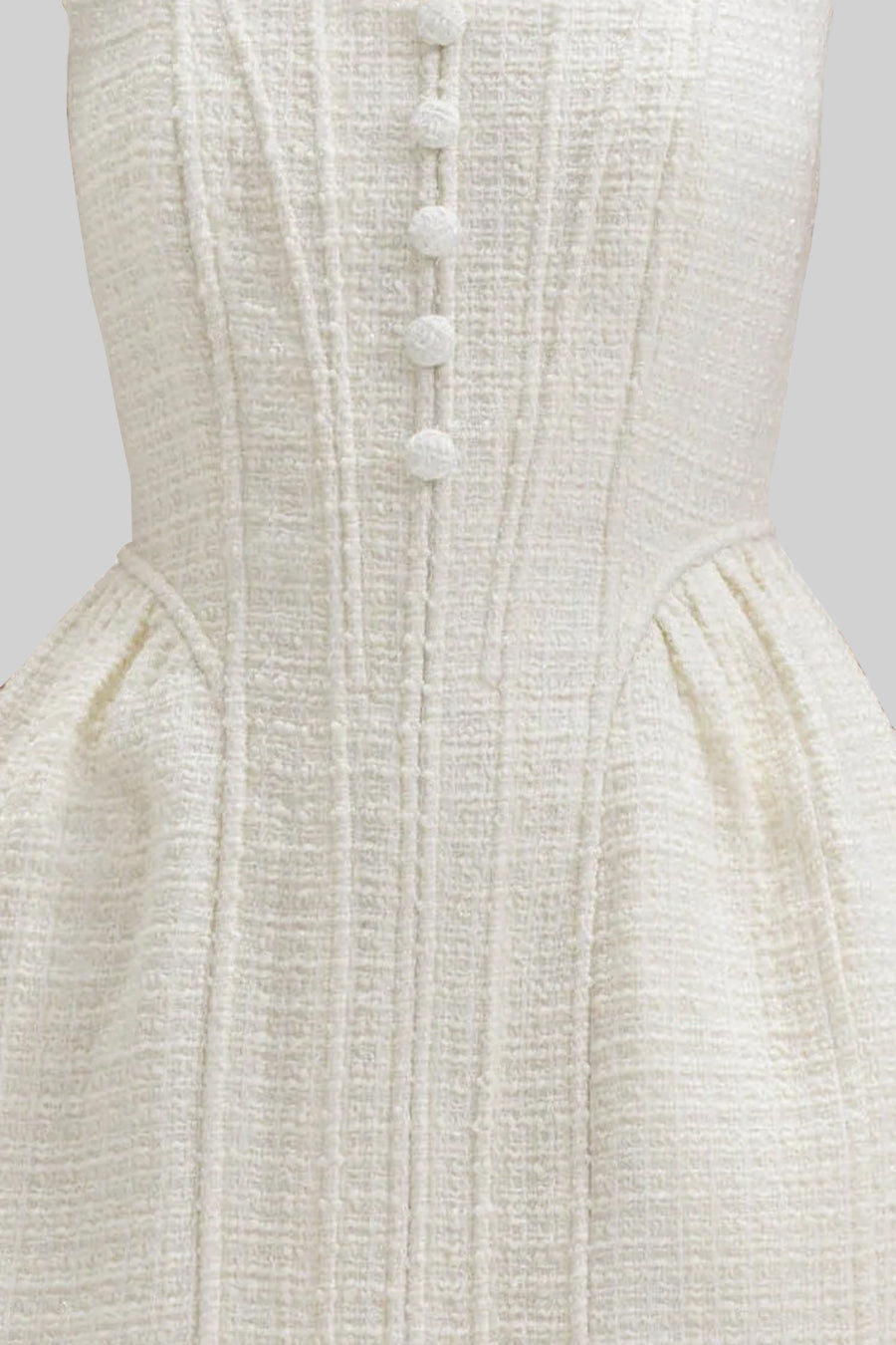 Texturiertes ärmelloses Minikleid mit tailliertem Oberteil - Ivoire