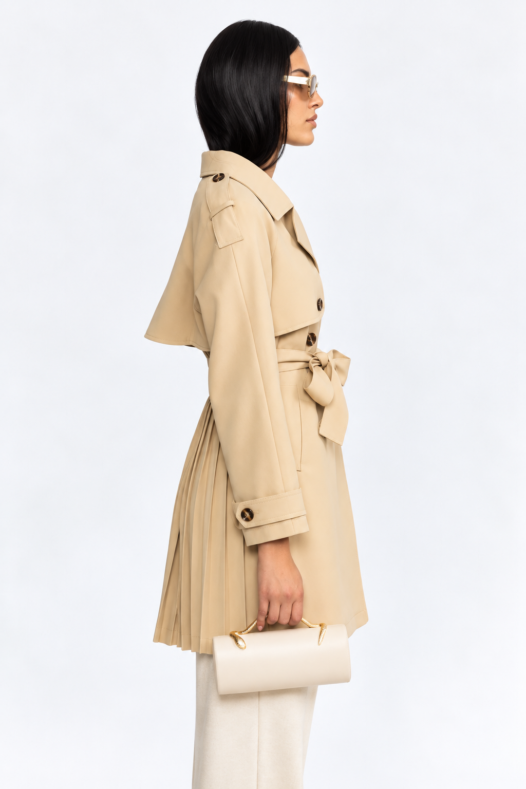 Trenchcoat mit Faltenrücken und Gürtel – Khaki