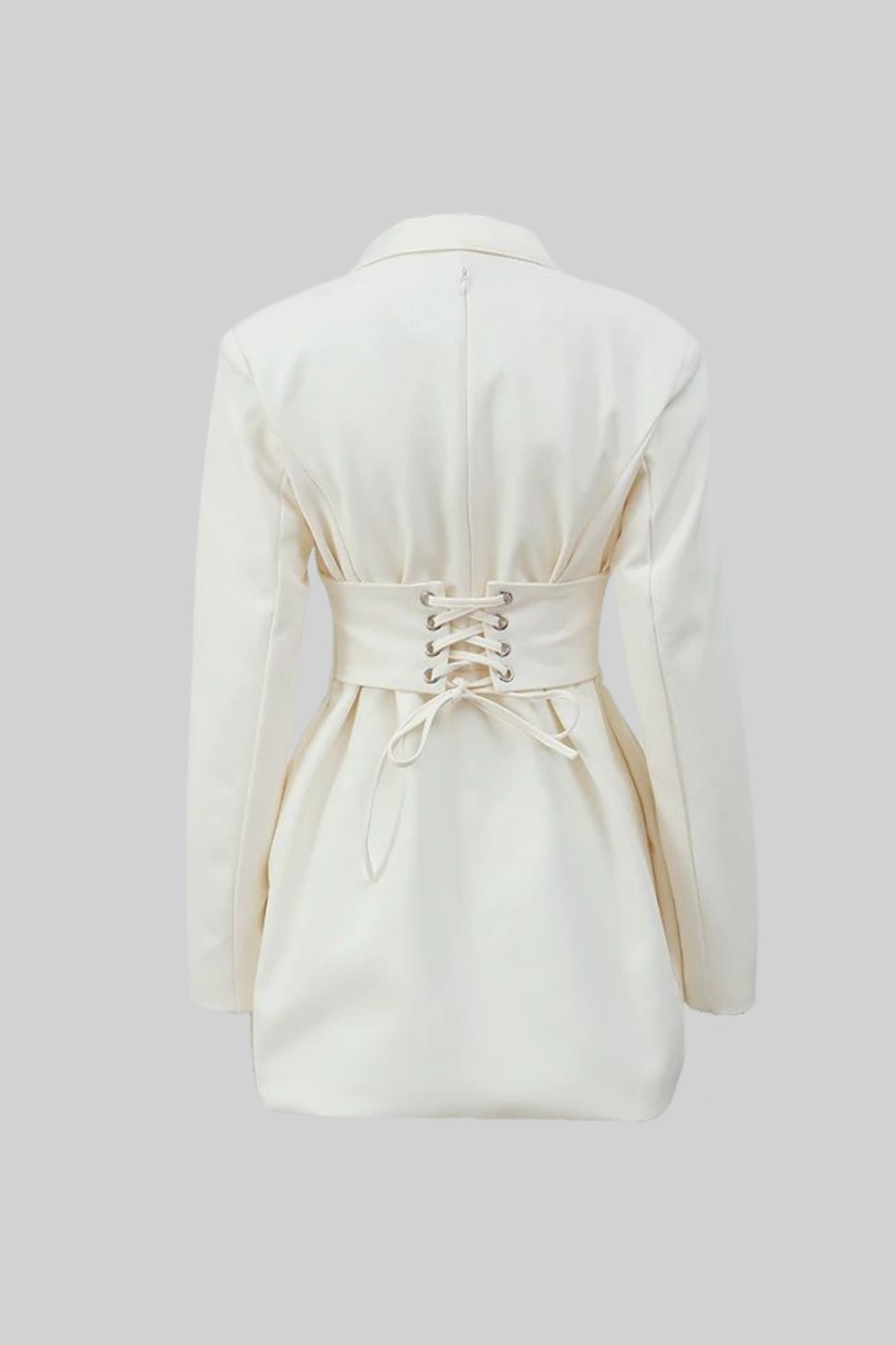 Strukturiertes Mini-Blazer-Kleid mit Korsett-Taille – Ivoire