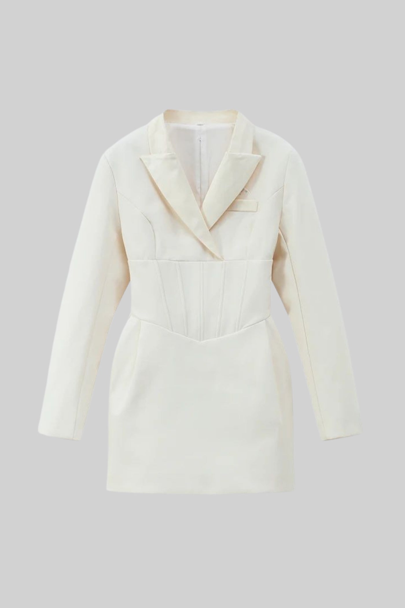 Strukturiertes Mini-Blazer-Kleid mit Korsett-Taille – Ivoire