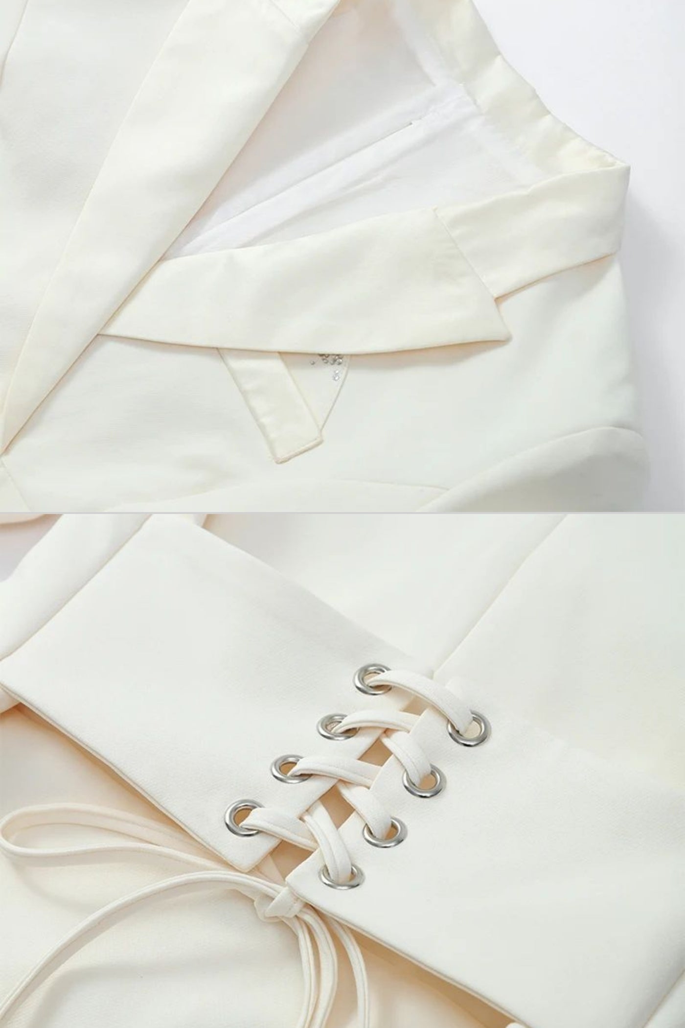 Strukturiertes Mini-Blazer-Kleid mit Korsett-Taille – Ivoire