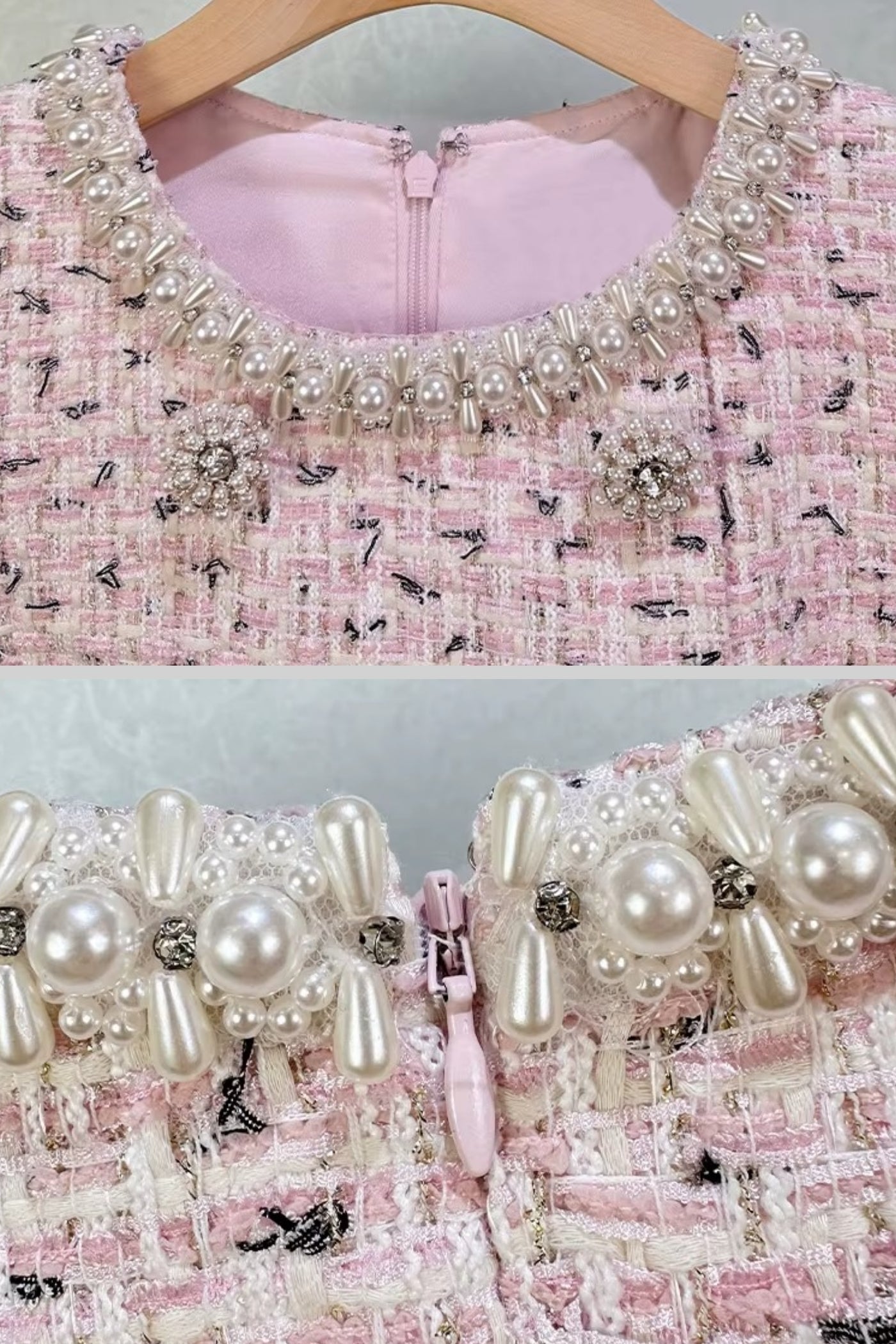 Elegantes, strukturiertes Mini-Kleid mit kurzen Ärmeln und passendem Gürtel - Pink