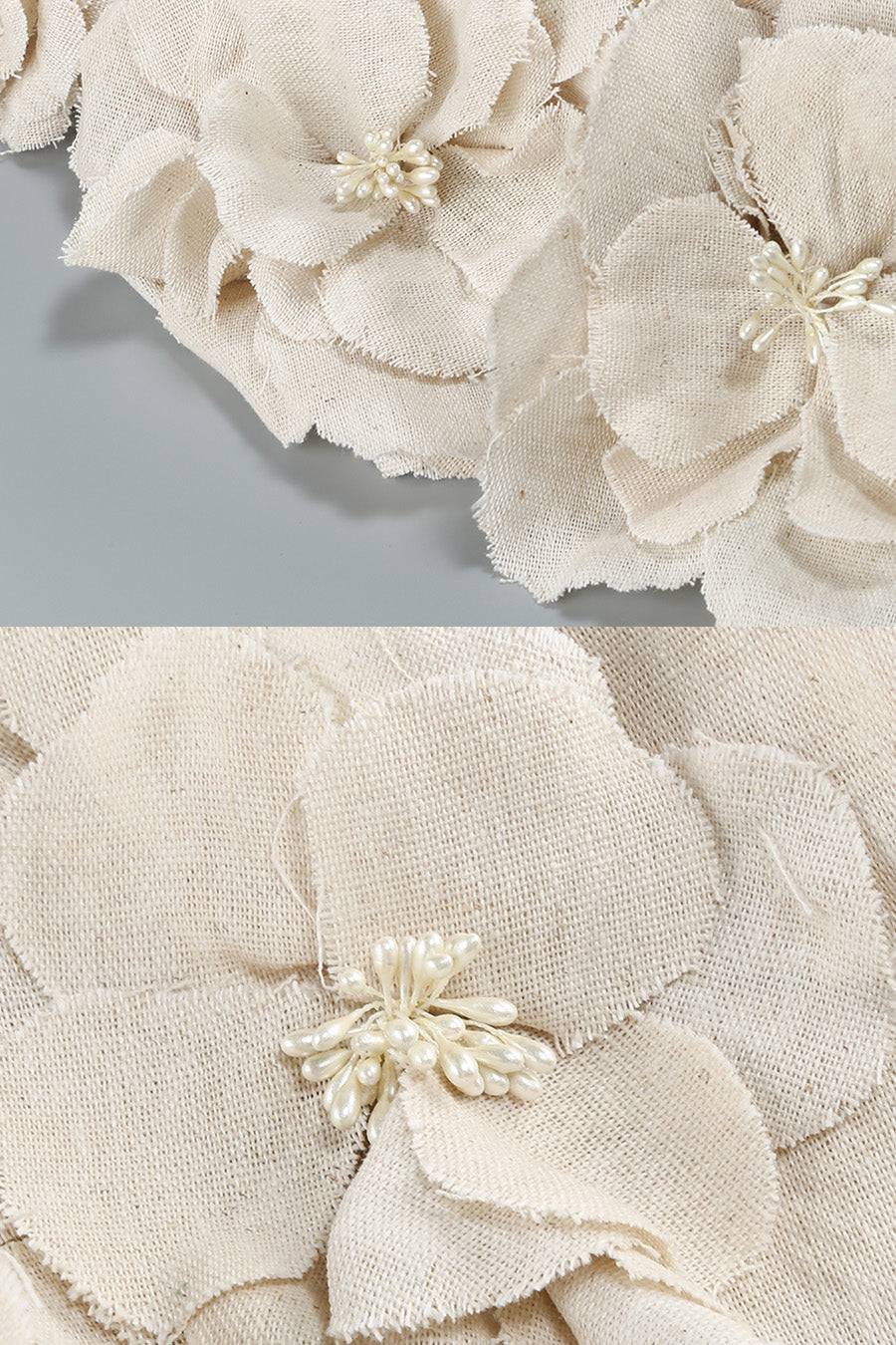 Bustier-Kleid mit 3D-Blütenapplikationen - Ivoire