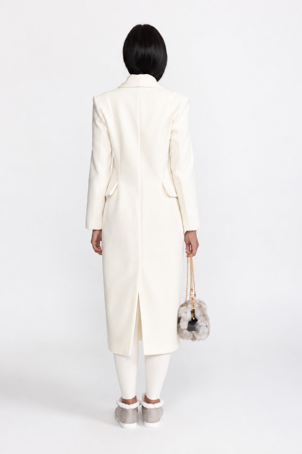 Taillierter Longline-Mantel mit modellierter Schulterpartie – Off-White