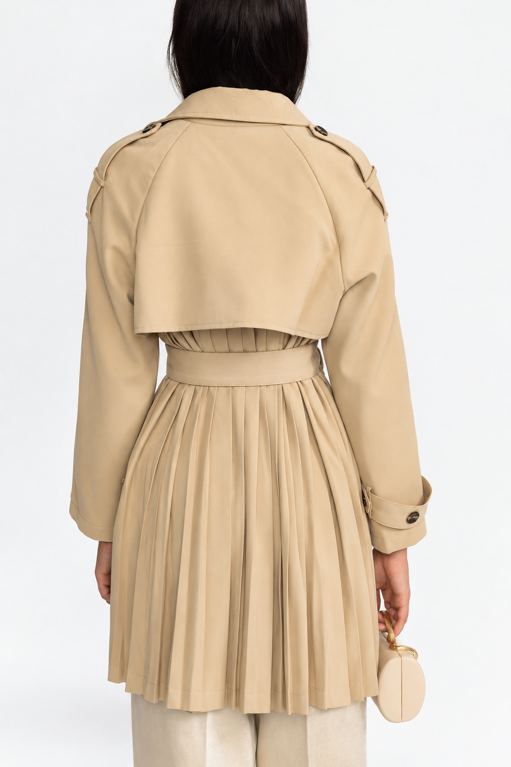 Trenchcoat mit Faltenrücken und Gürtel – Khaki