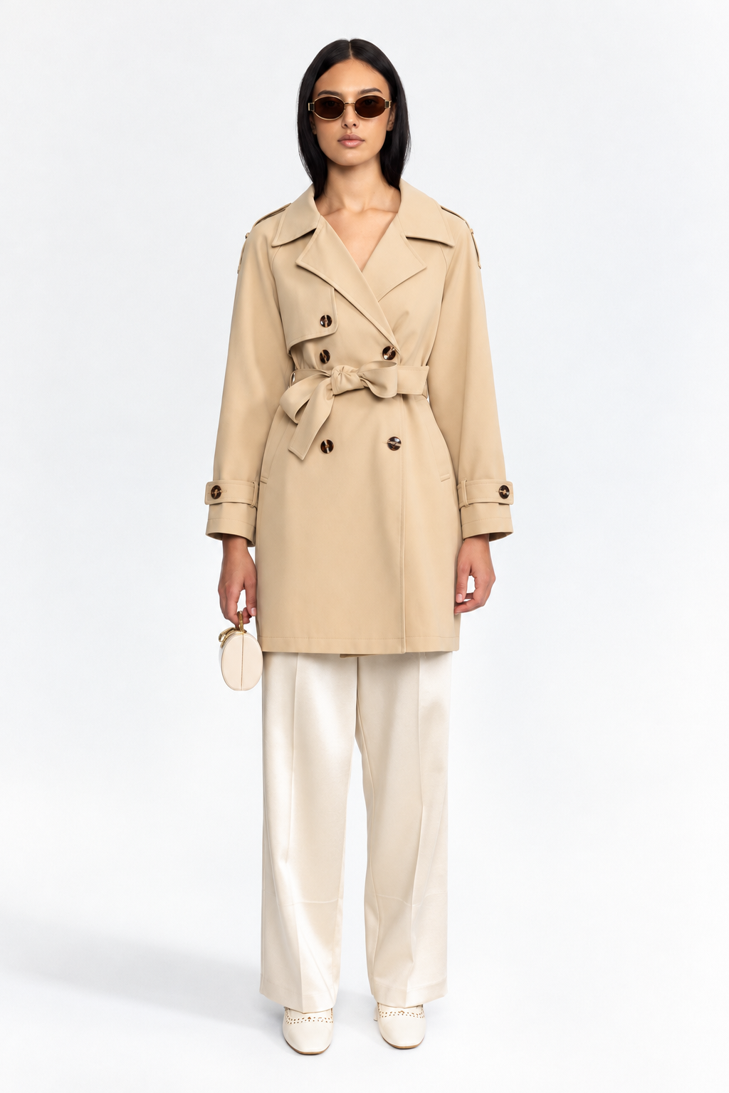 Trenchcoat mit Faltenrücken und Gürtel – Khaki