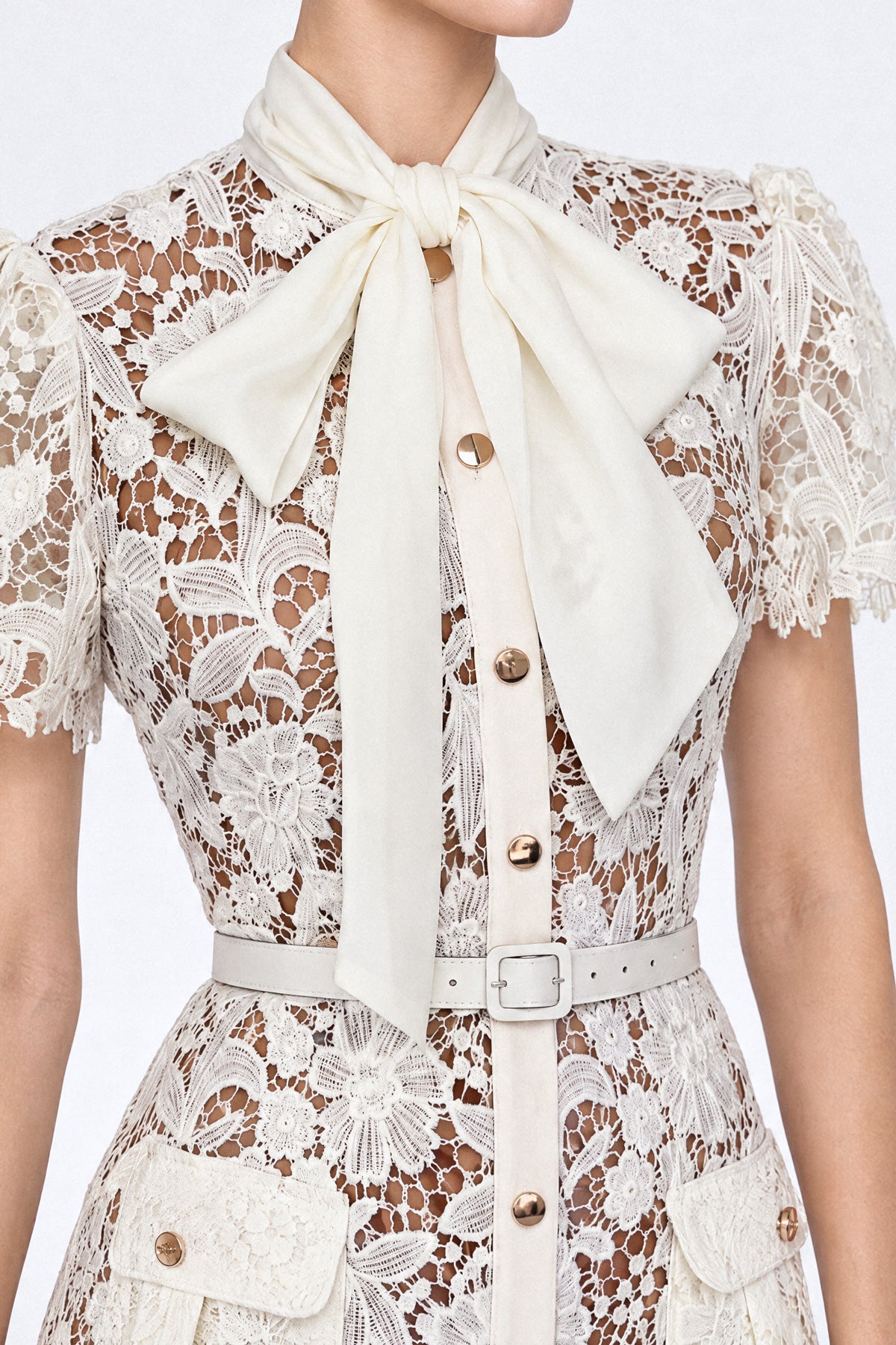 Guipure Lace Shirt Dress - Ivoire