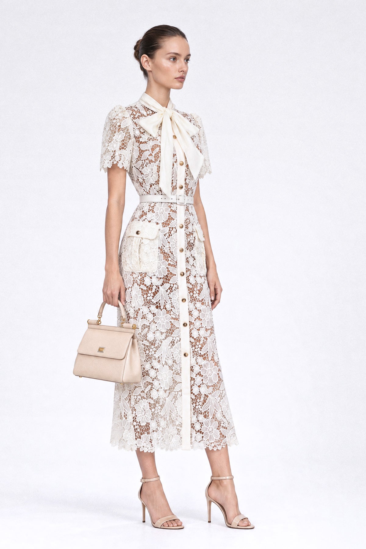 Guipure Lace Shirt Dress - Ivoire