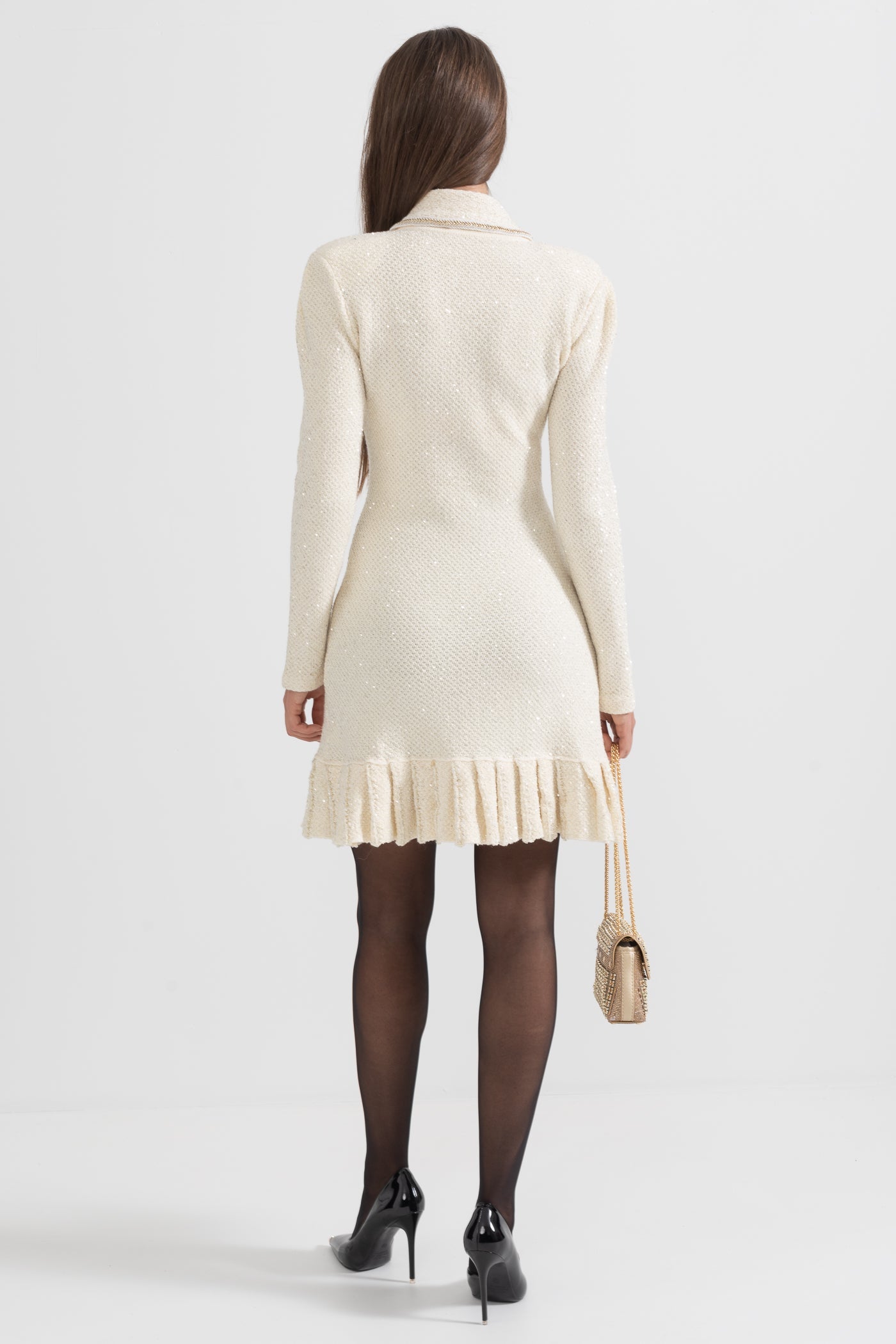 Stricktexturiertes Kleid - Ivoire