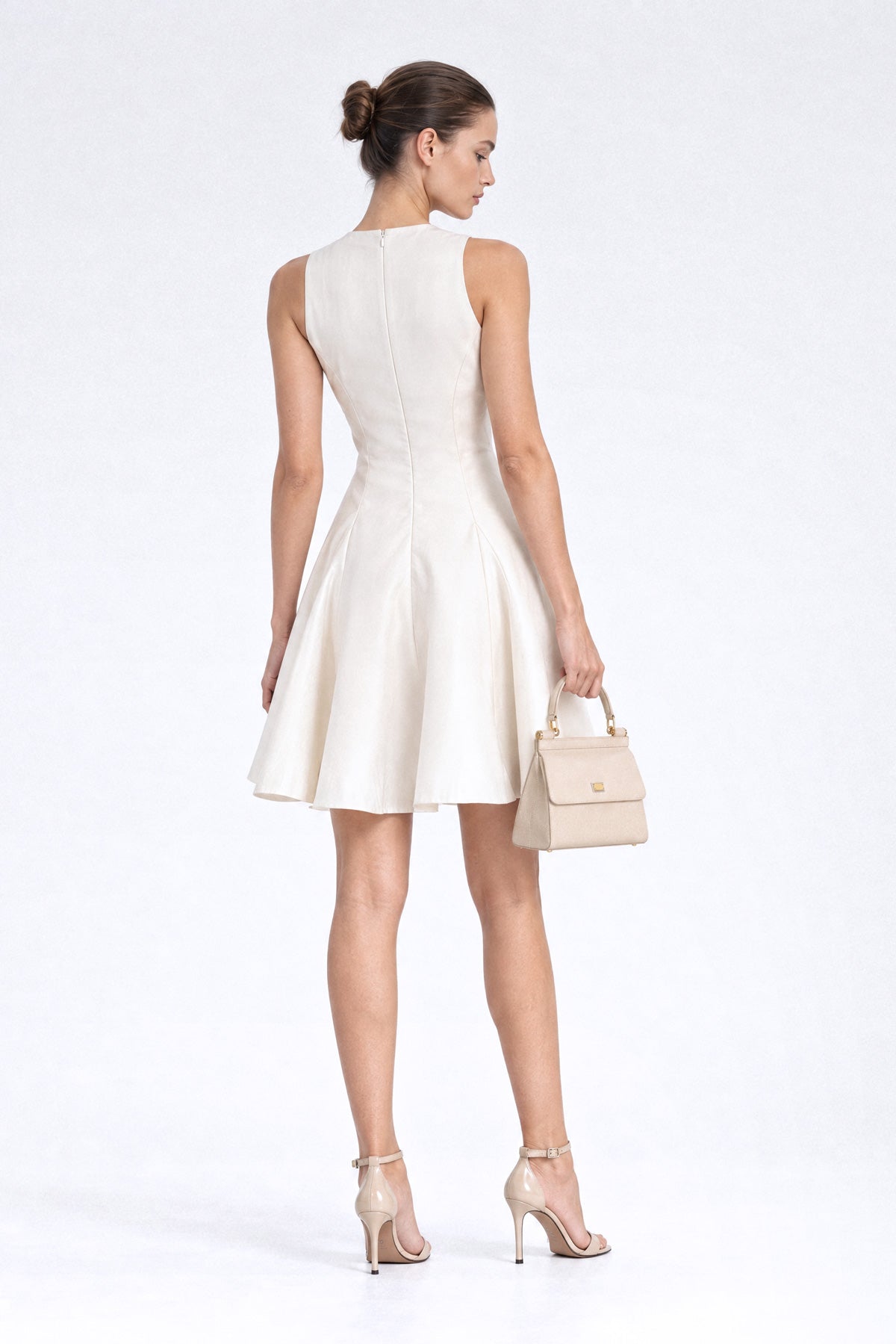 Embellished Bib Mikado Mini Dress - Ivoire