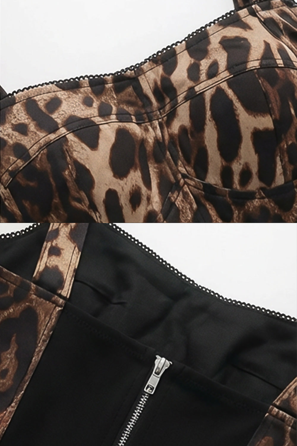 Leopardenmuster Crop-Top und maßgeschneidertes Shorts-Set mit breiten Trägern – Braun