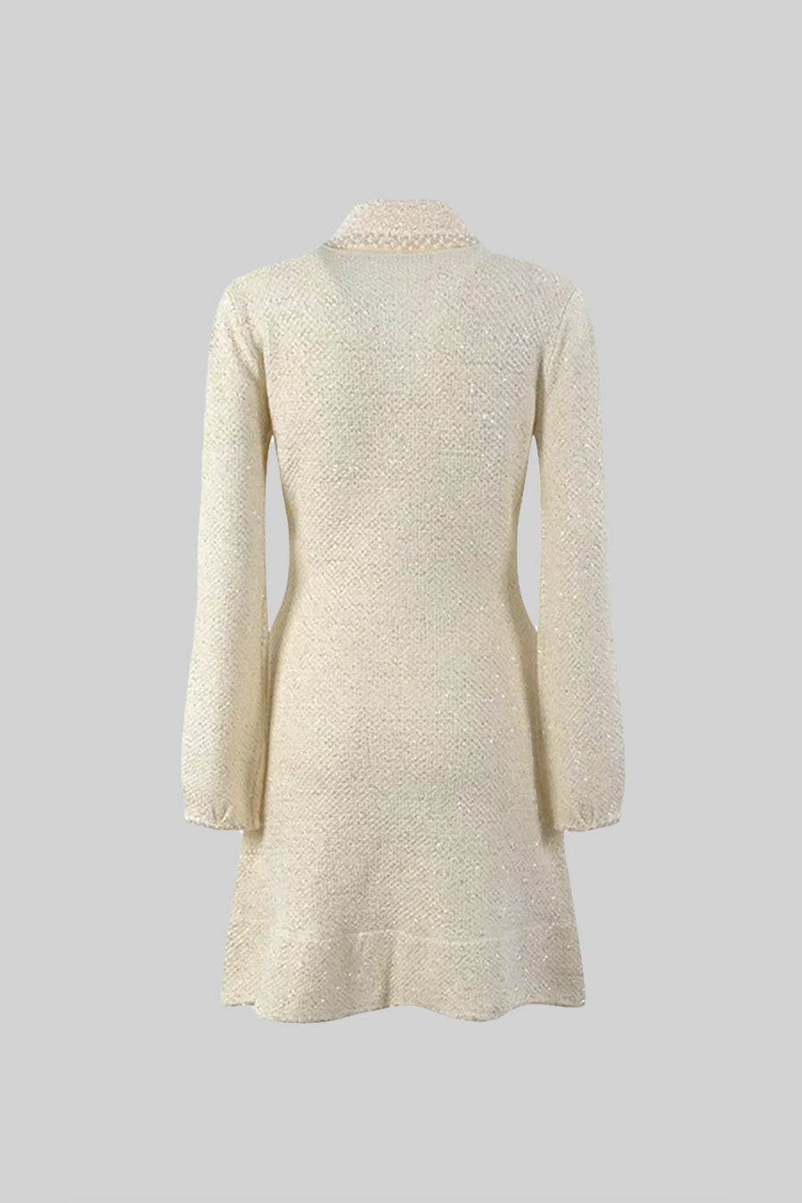 Stricktexturiertes Kleid - Ivoire