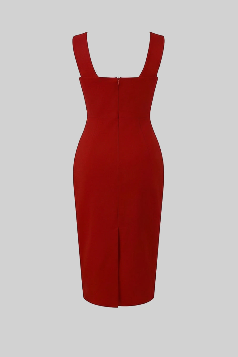 Strukturiertes Midikleid mit skulpturiertem Blumenakzent – Rot