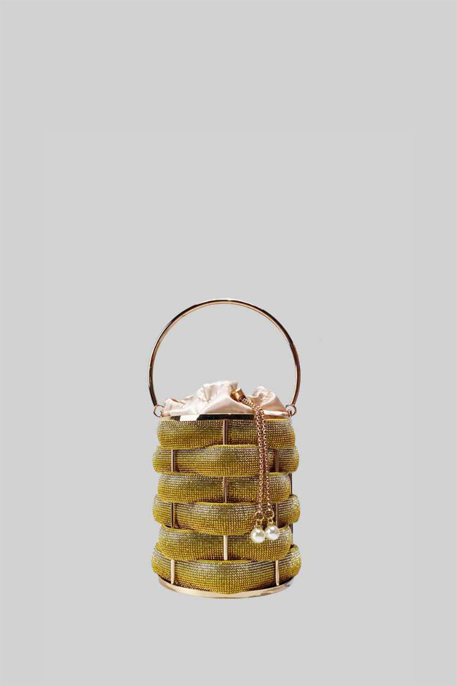 Elegante Bucket Bag mit Satin-Innenverschluss – Gold