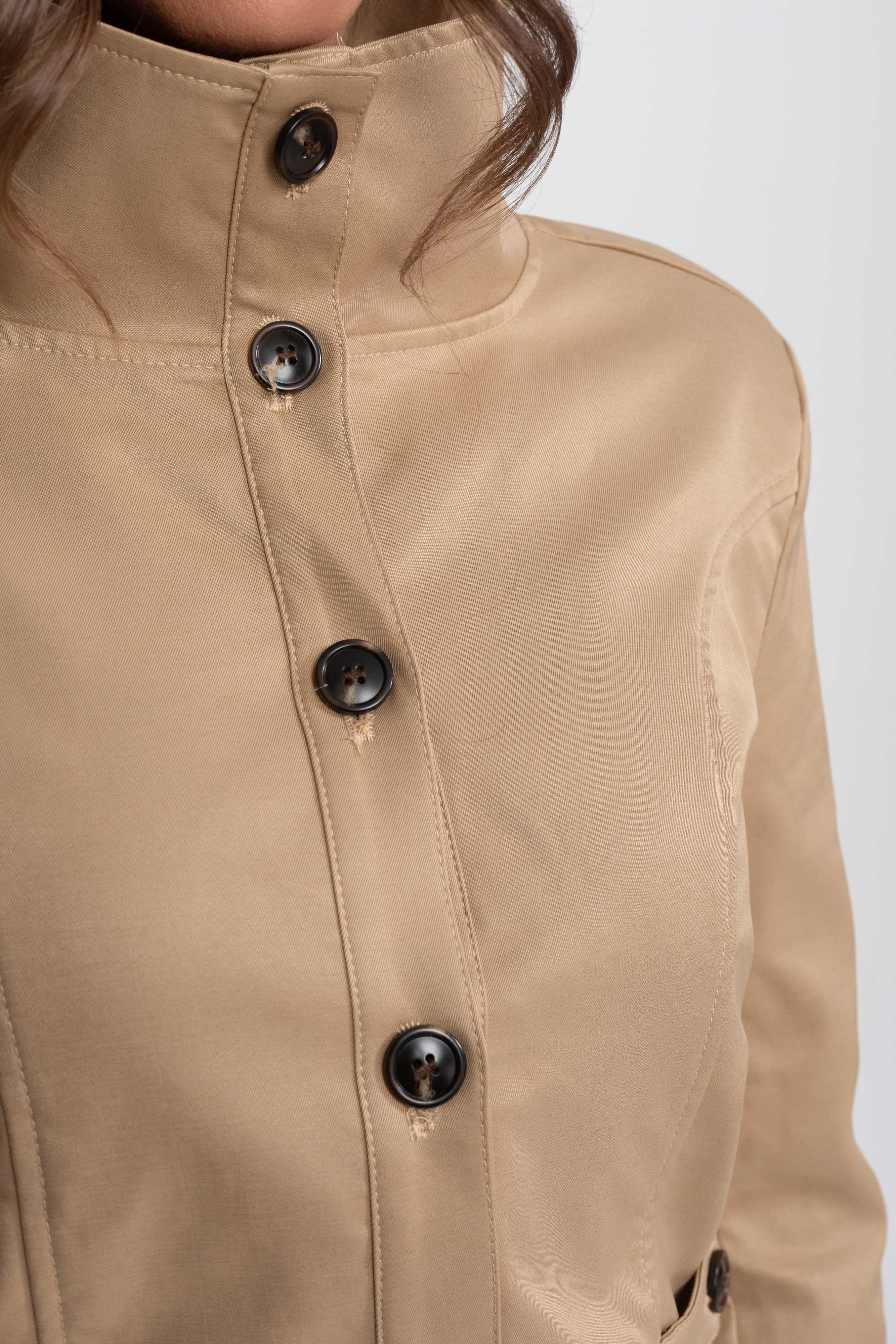 Doppelreihiges, verkürztes Jacken- und Minirock-Co-Ord-Set – Khaki