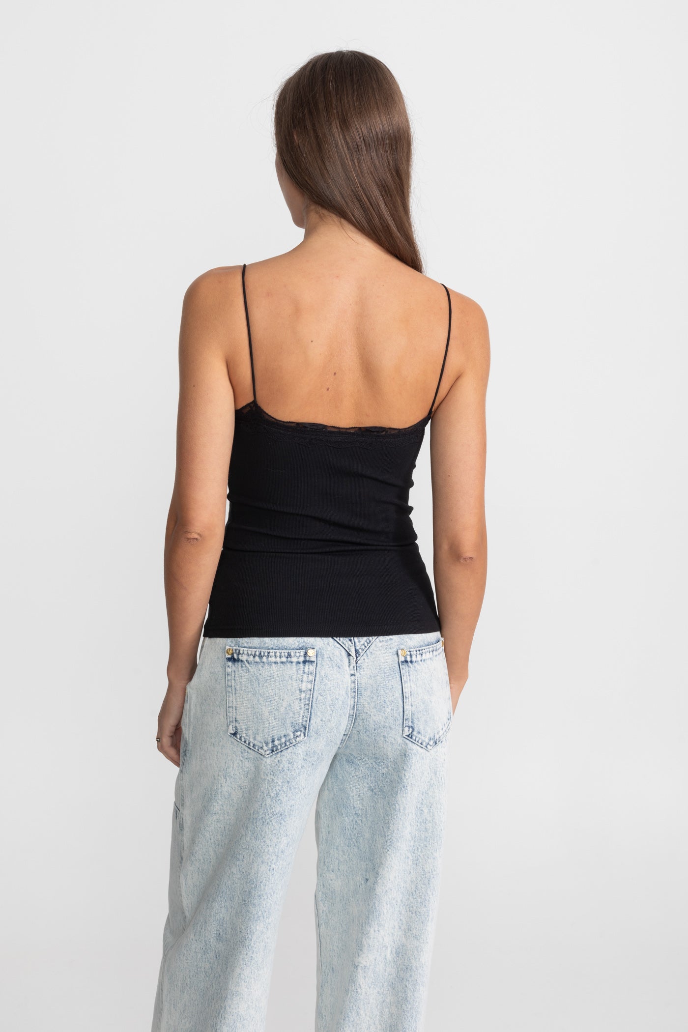 Hochtaillierte Weitbein-Jeans mit goldenen Knöpfen – Light Blue