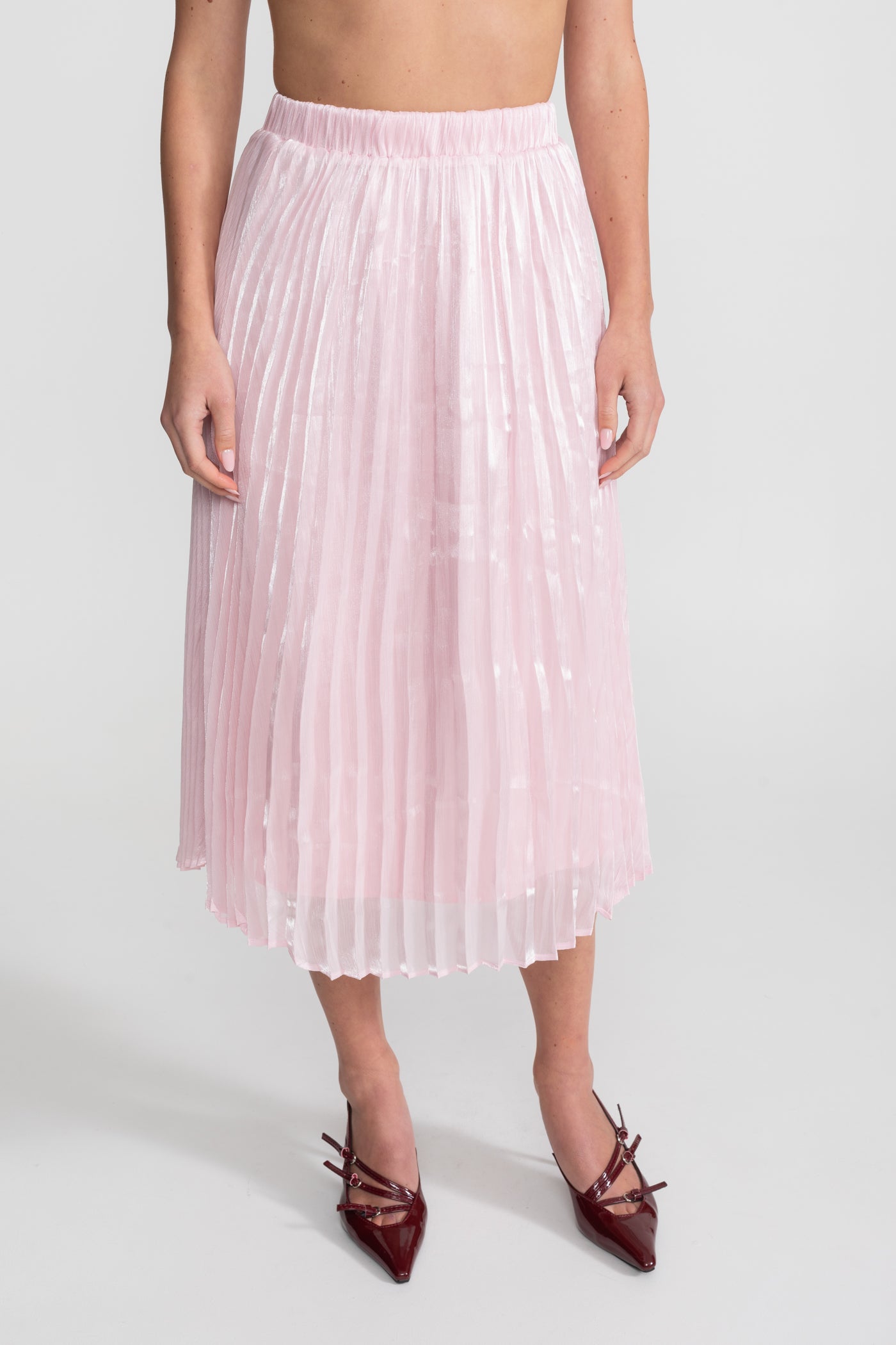 Tweed- und Organza-Koordinationsset mit Kristall-Schleifenknöpfen – Pink