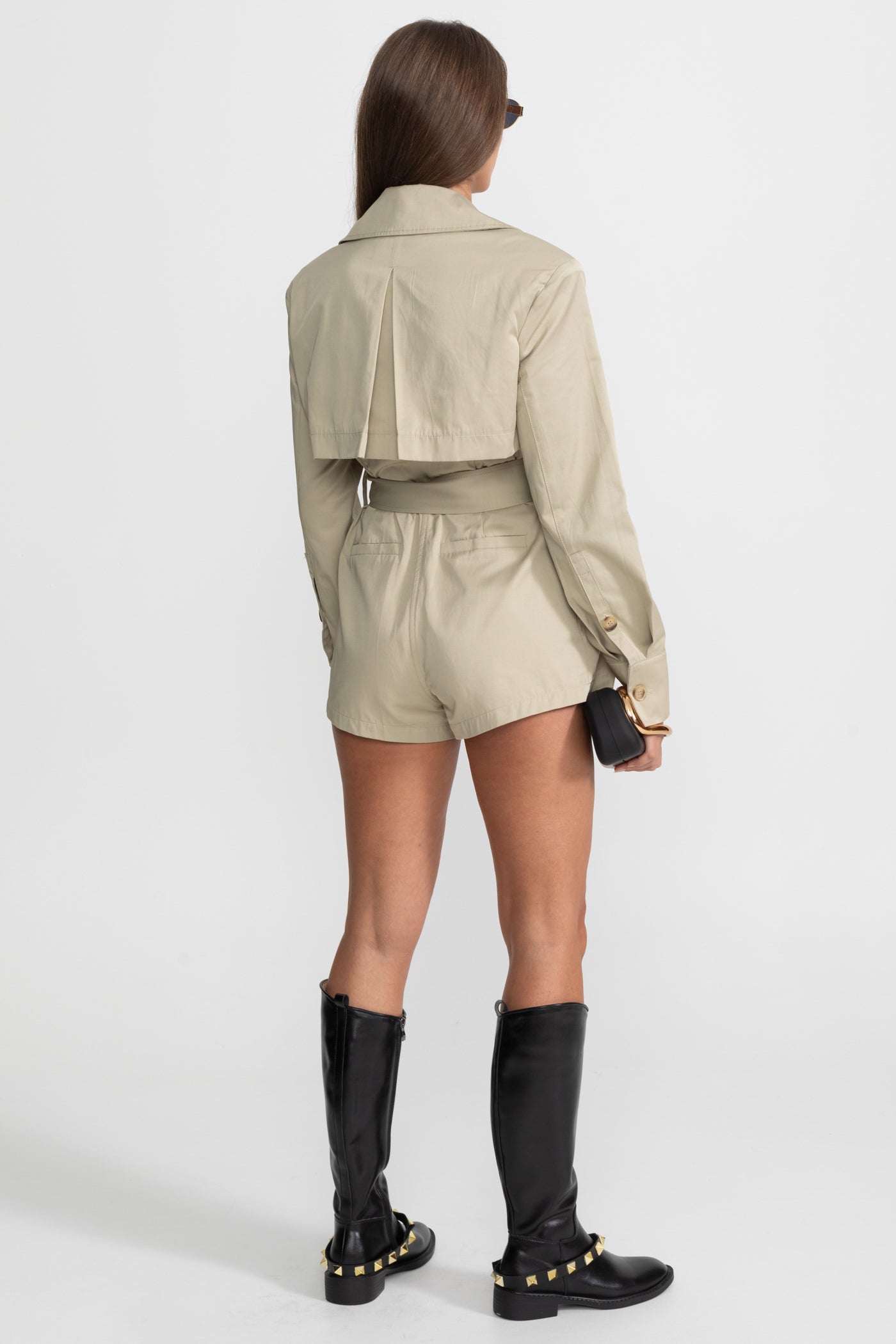 Gürtelter Trench-Jumpsuit - Beige