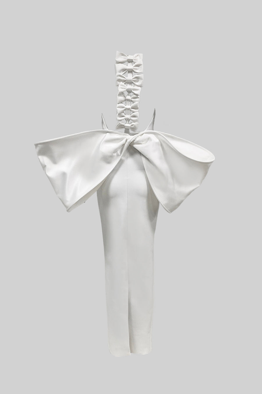 Elegantes Kleid mit Schleifendetails am Rücken – Weiß