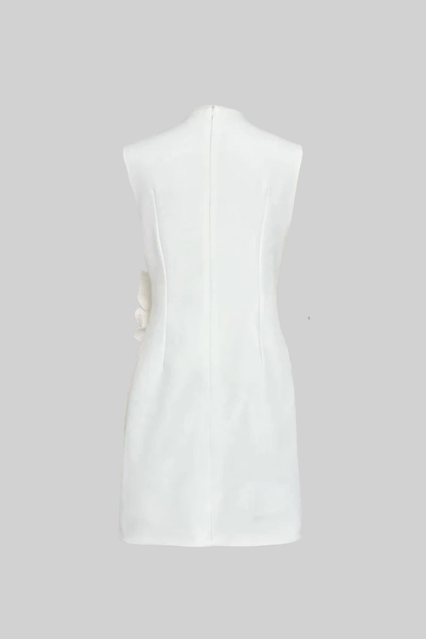 Ärmelloses Mini-Kleid mit Rundhalsausschnitt und 3D-Blumenapplikation - Weiß 