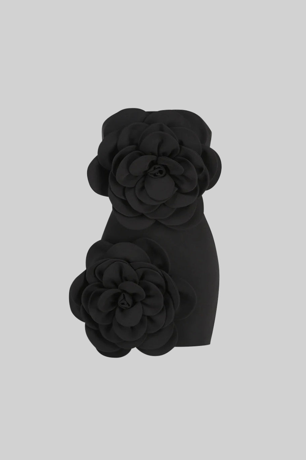 Voluminöses Minikleid mit Blumenmuster - Schwarz 