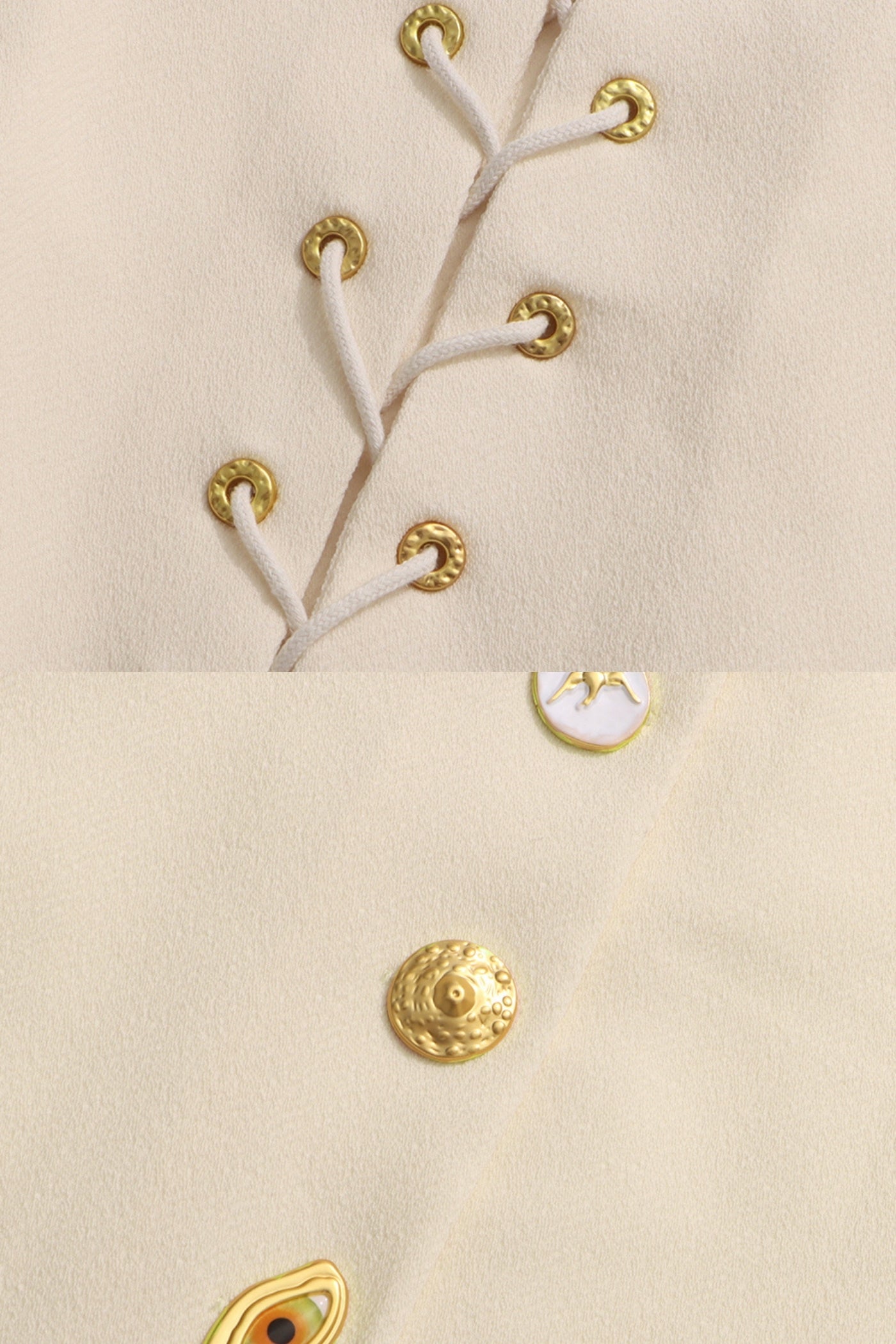 Co-ord Set with Statement Gold Buttons - White