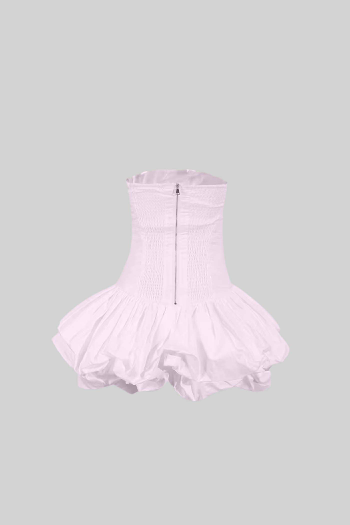 Mini Dress With Ruched Bodice And Voluminous Bubble Hem - Pink