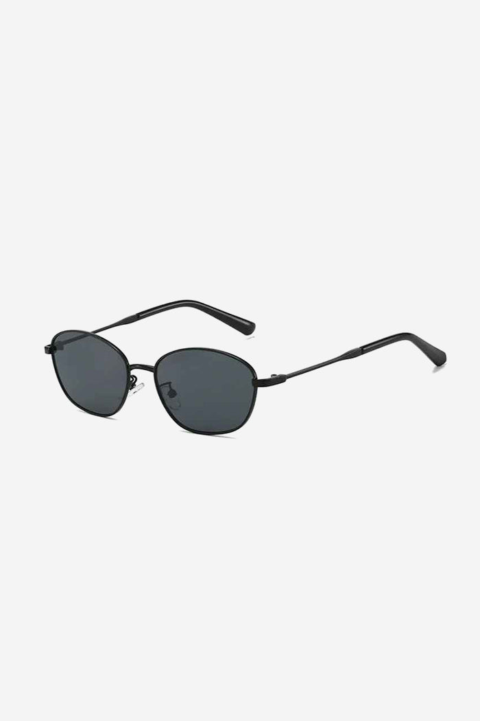 Slim Oval Sunglasses with Lightweight Metal Frame – Black