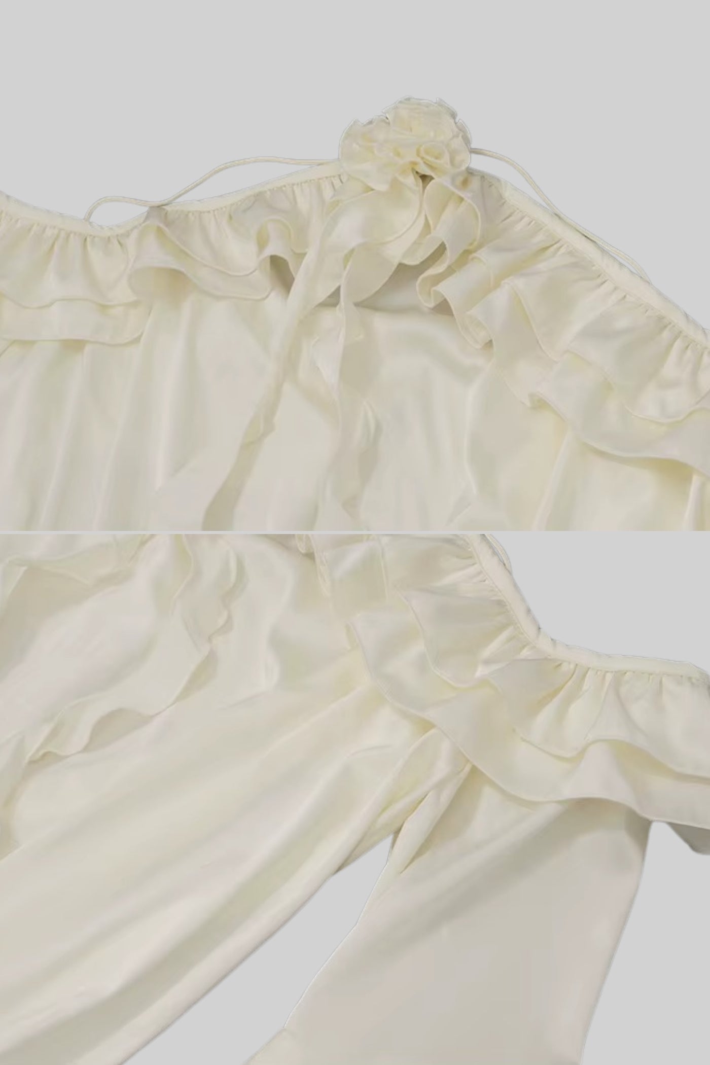 Elegant Dress With Ruffled Layers And Flared Sleeves - Ivoire