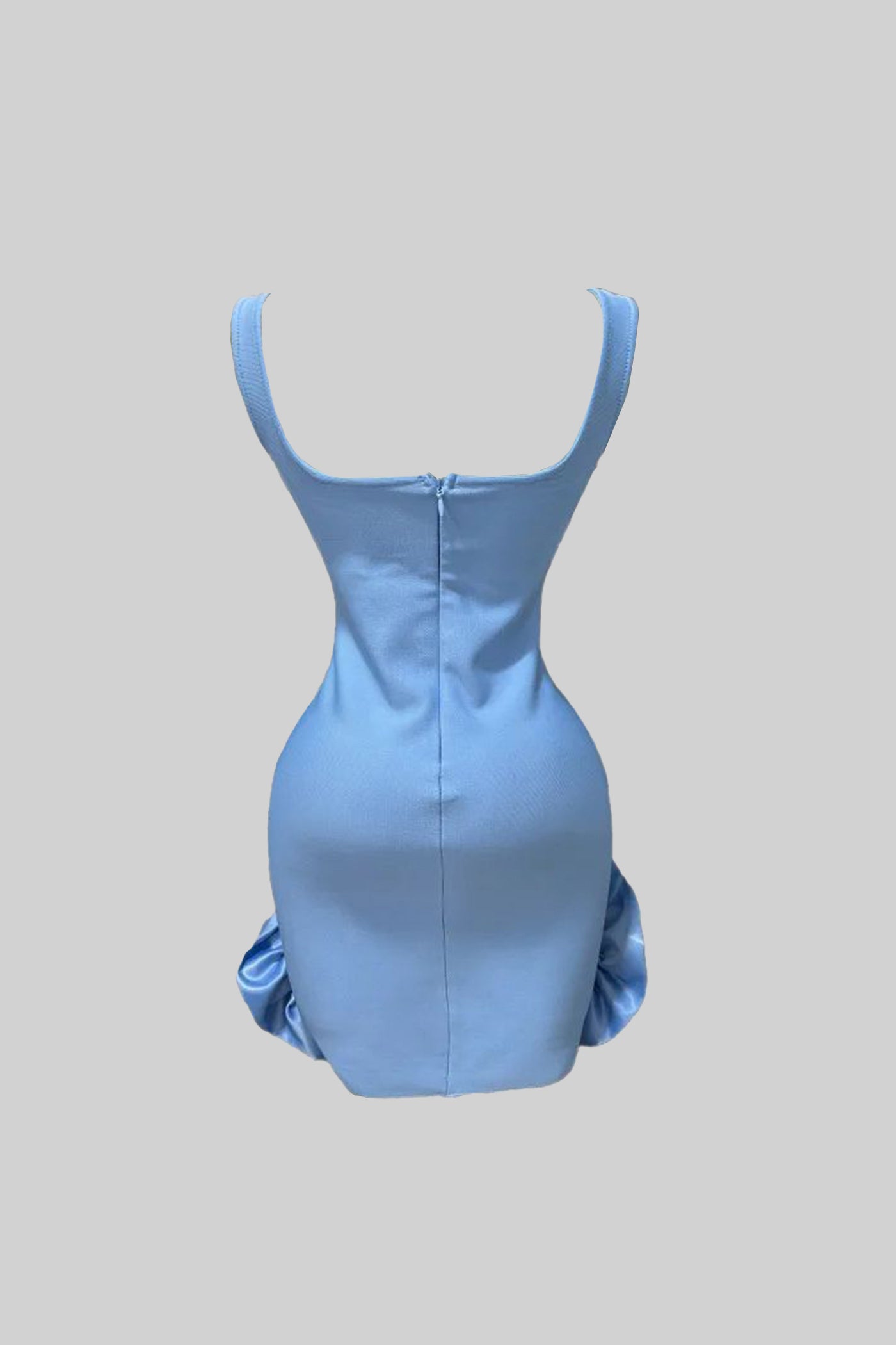 Verziertes Bodycon-Minikleid mit Kristallblumen – Babyblau 