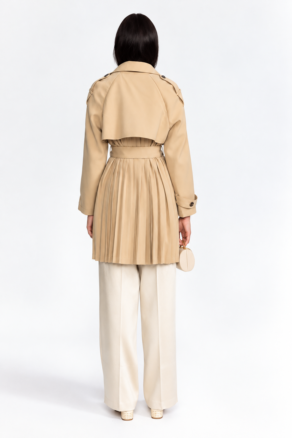 Trenchcoat mit Faltenrücken und Gürtel – Khaki 