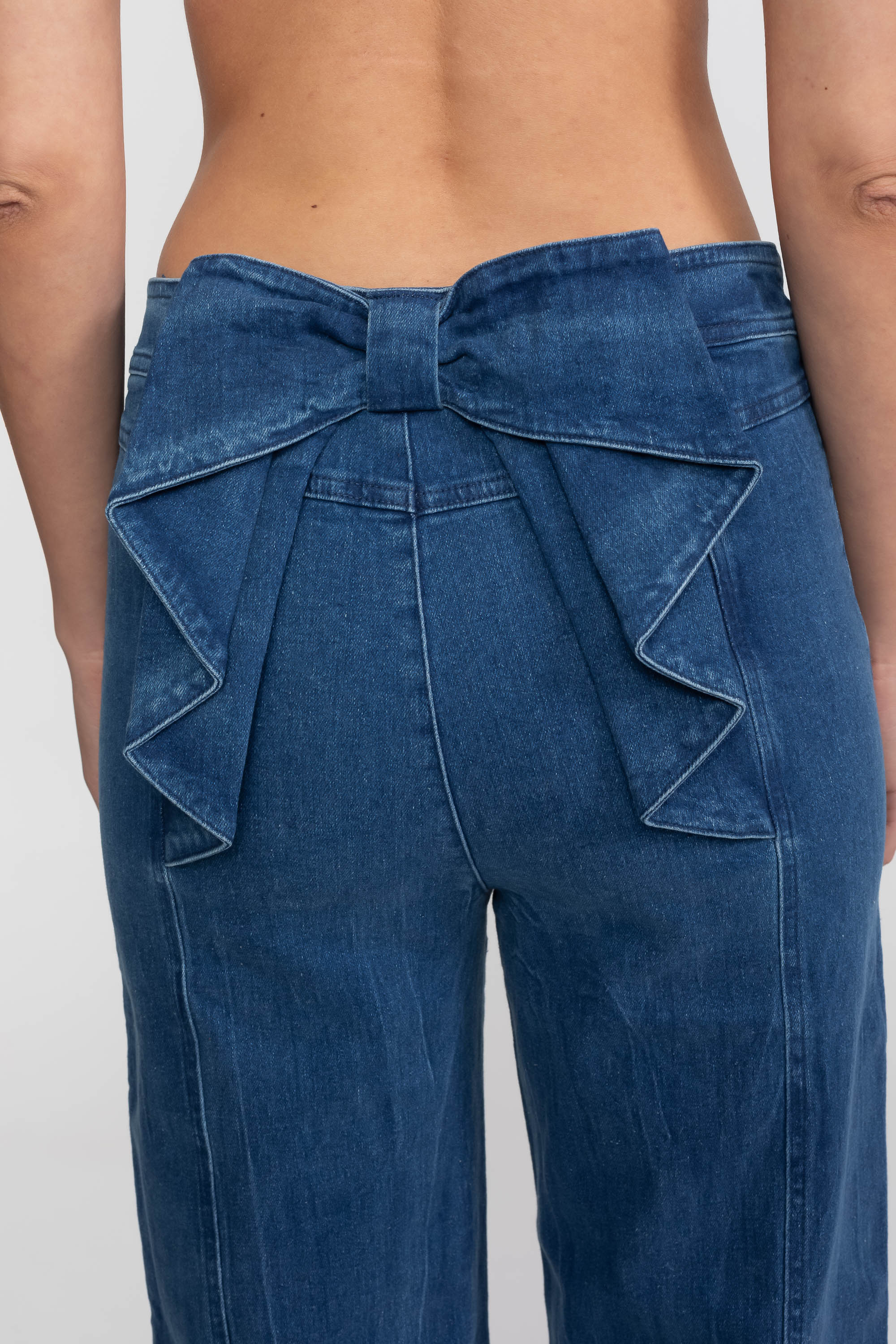 Wide-Leg High-Rise Jeans With Patch Pockets - Blue