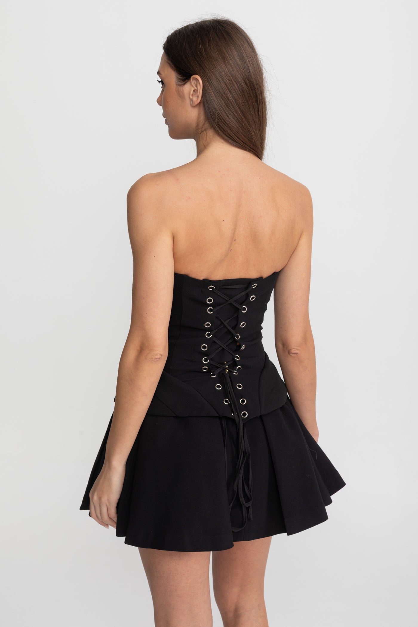 Strapless Top With Sculpted Bodice and Illusion Insert – Black