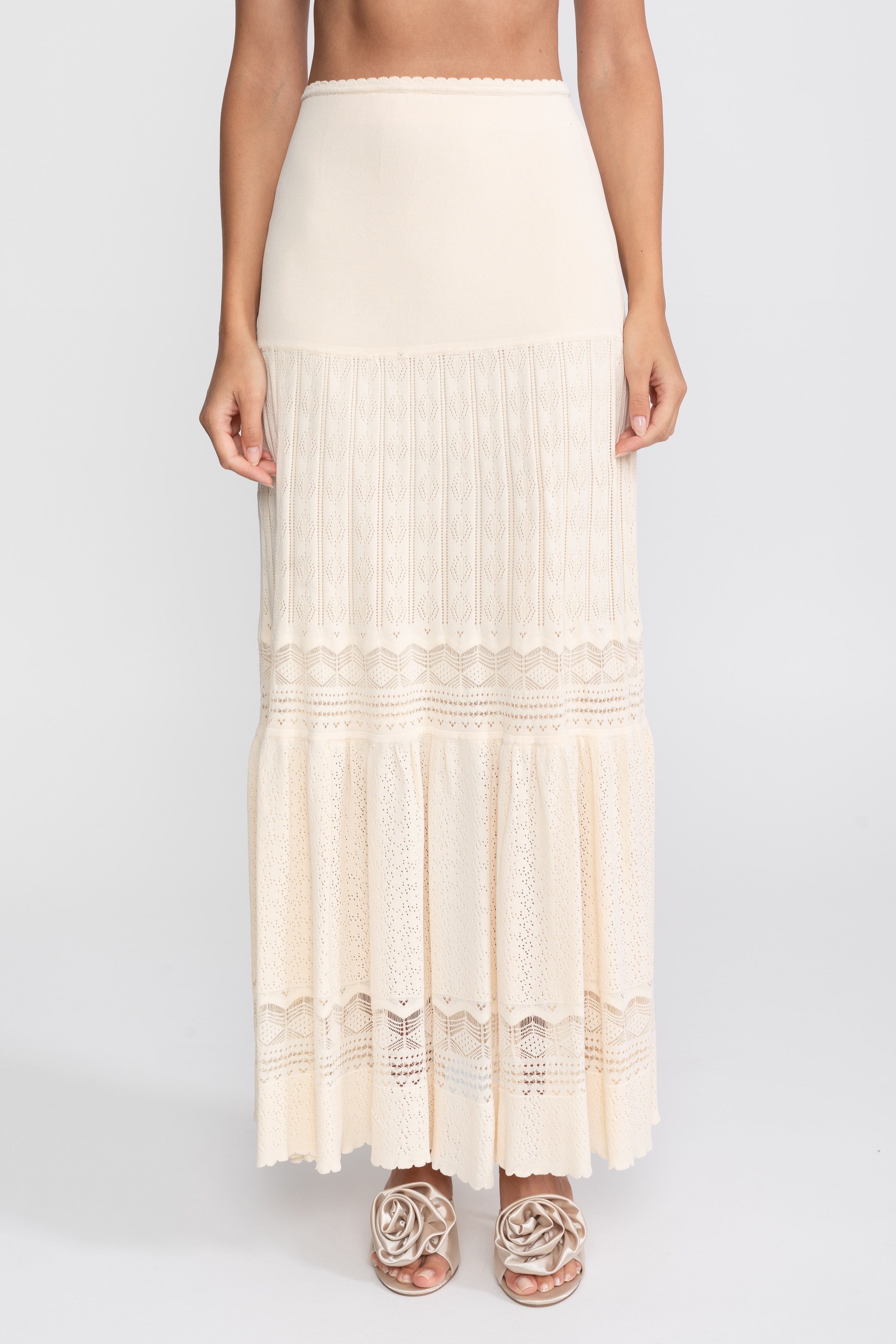 Zweiteiliges Strick-Co-Ord-Set mit gerafftem Bund - Ivoire 