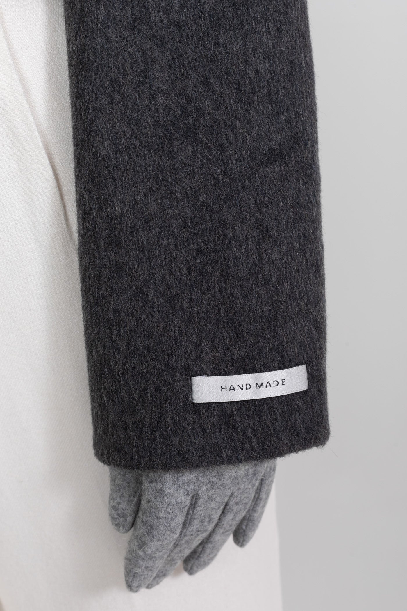 Wool Cropped Jacket with Fox Fur Collar – Charcoal Grey