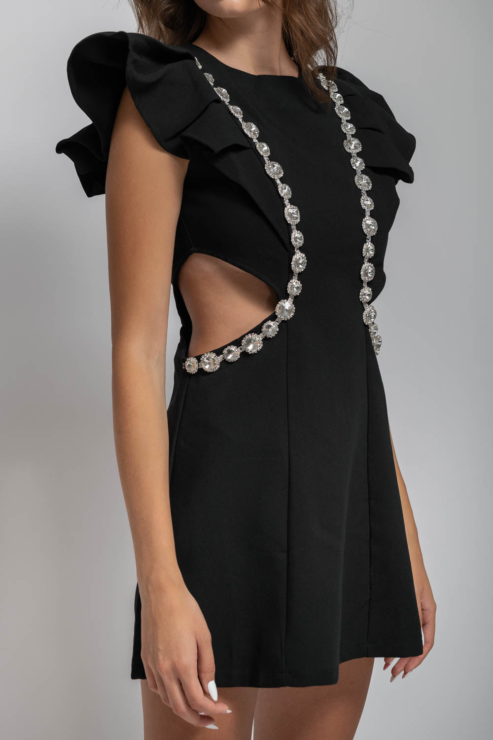 Elegantes Kleid mit Diamant-Details - Schwarz 